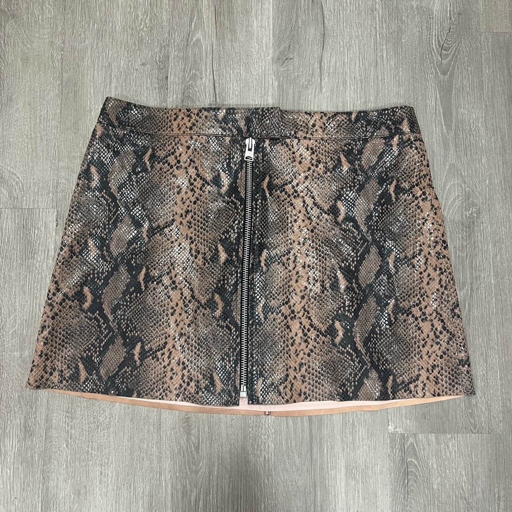All Saints Snake Print Mini Skirt - Brown and Black